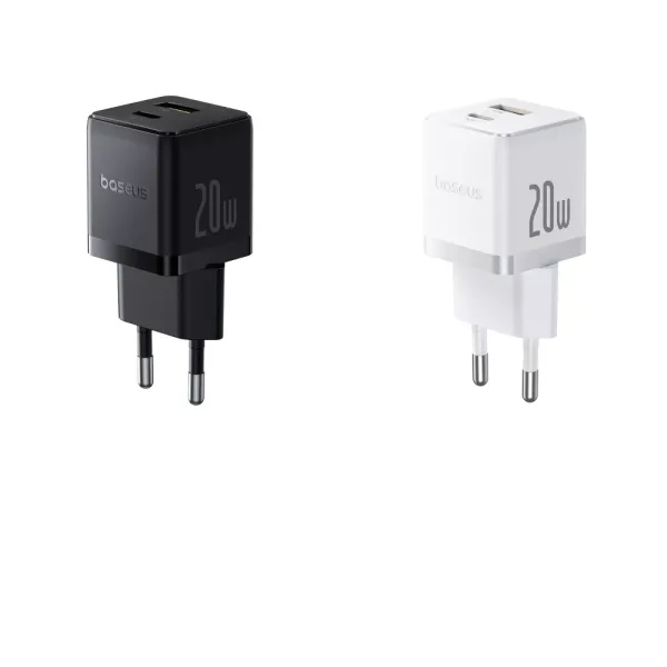 МЗП Baseus Palm Fast Charger Type-C+USB 20W (With Cable Type-C to Type-C 60W 1m)