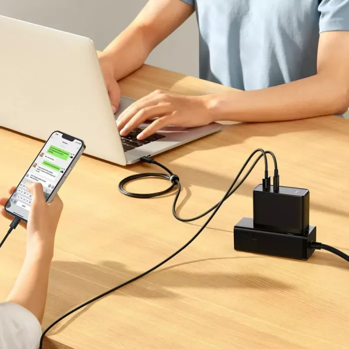 МЗП Baseus GaN5 Pro 100W (Type-C + USB) + Кабель Type-C + Type-C