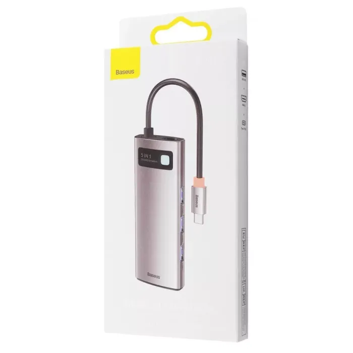 USB-Хаб Baseus Metal Gleam Series 5-in-1 30Hz Version (3xUSB3.0 + 4KHD + Type-C)