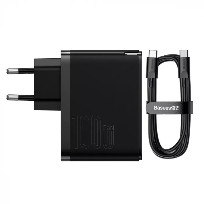 МЗП Baseus GaN5 Pro 100W (Type-C + USB) + Кабель Type-C + Type-C
