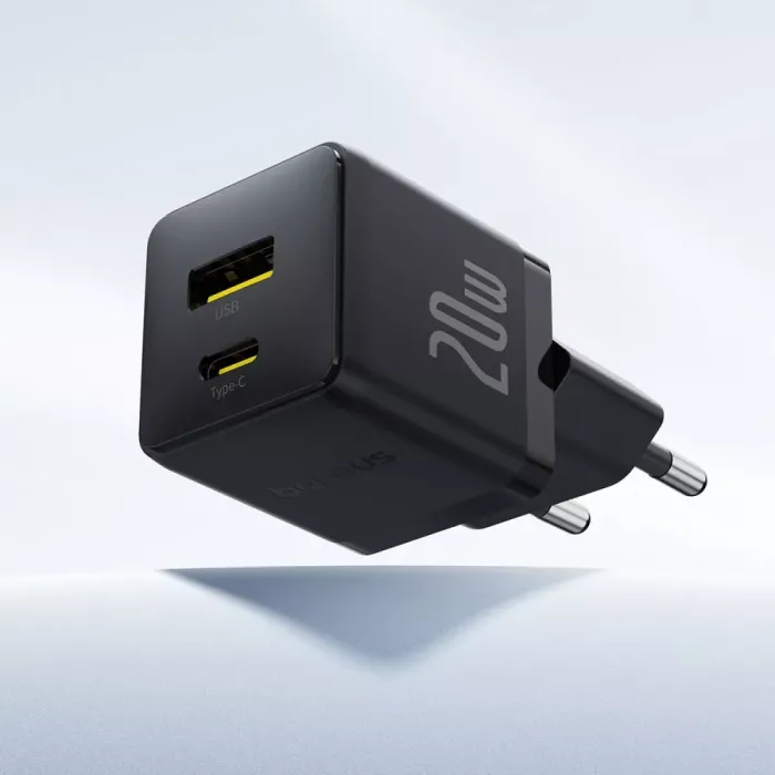 МЗП Baseus Palm Fast Charger Type-C+USB 20W (With Cable Type-C to Type-C 60W 1m)