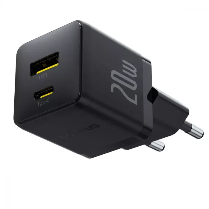 МЗП Baseus Palm Fast Charger Type-C+USB 20W (With Cable Type-C to Type-C 60W 1m)