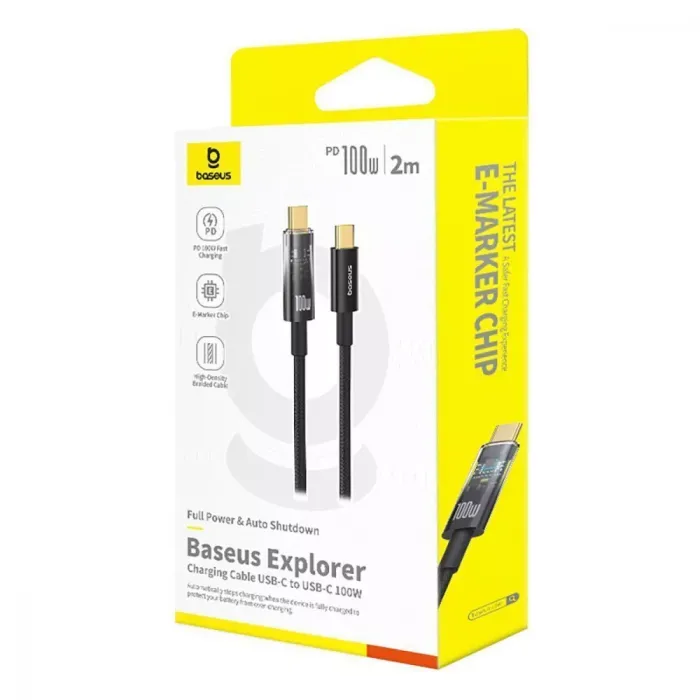 Кабель Baseus Explorer Series Auto Power-Off Type-C to Type-C 100W (2m)