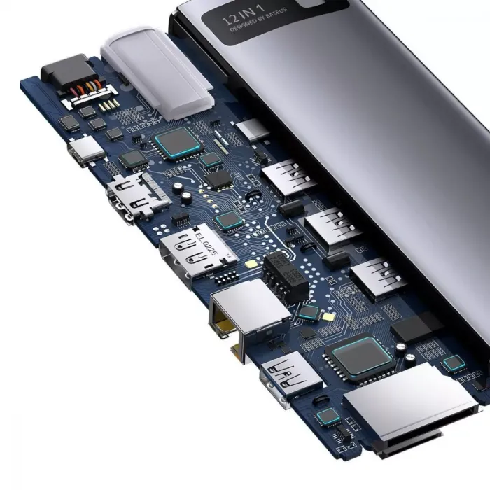 USB-Хаб Baseus Metal Gleam Series 12-in-1 (Type-C to HDMI+USB3.1*2+USB3.0*2+Type-C 3.1+PD+RJ45+SD/TF