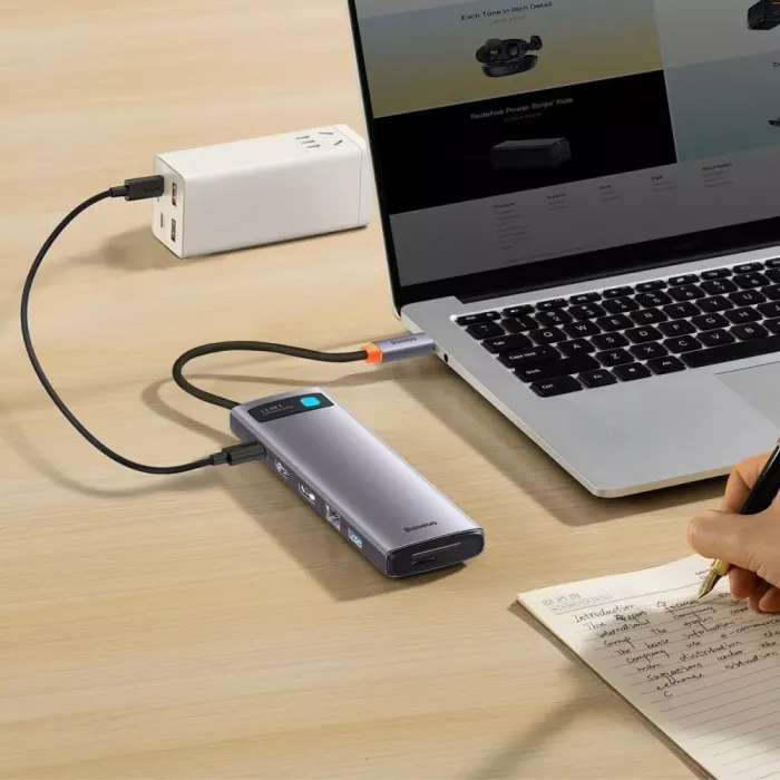 USB-Хаб Baseus Metal Gleam Series 12-in-1 (Type-C to HDMI+USB3.1*2+USB3.0*2+Type-C 3.1+PD+RJ45+SD/TF