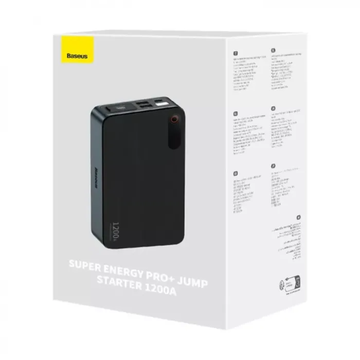 Пускозарядное устройство Бустер Baseus Super Energy Pro+ Car Jamp Starter 3in1 12V 12000mAh 1200A с функцией Павербанка 100W 5V/3A и LED фонарика Черный
