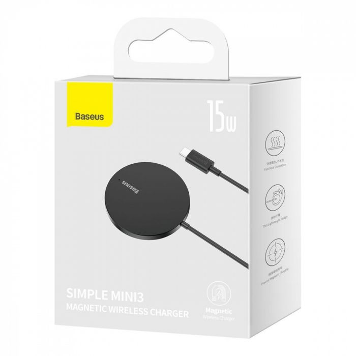 Бездротовий ЗП Baseus Simple Mini3 Magnetic Wireless Charger 15W