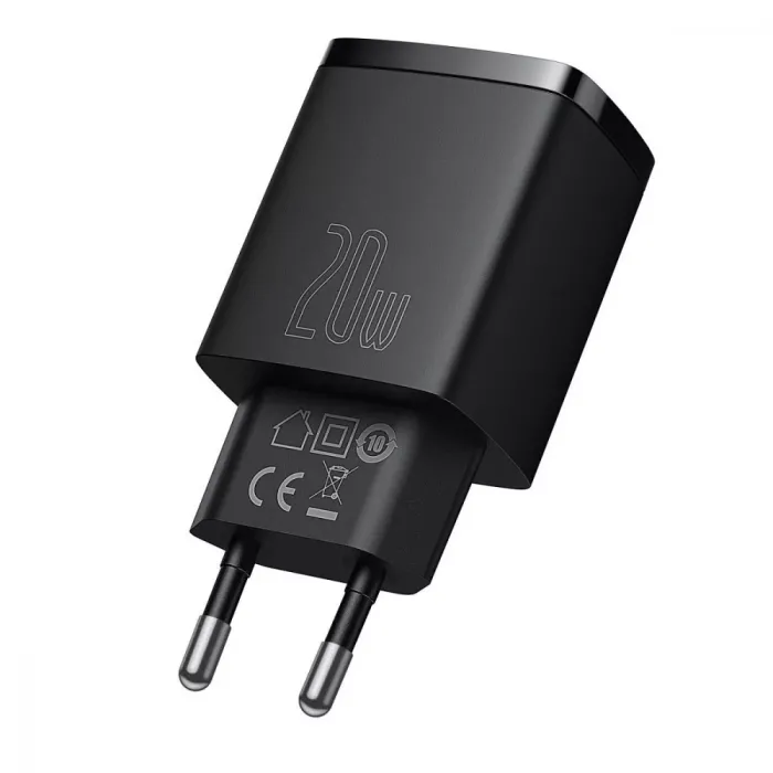 МЗП Baseus Compact Quick Charger 20W QC+ PD (1Type-C + 1USB)